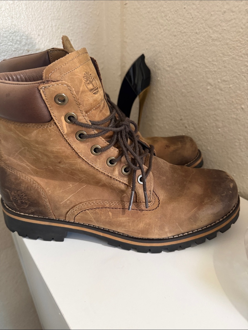 Timberland Men’s Tan/Brown Leather Lace-Up anti fatigue Boots